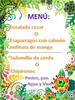 menú cena INAGURACIÓN LAS OCAS - SALSARAGON